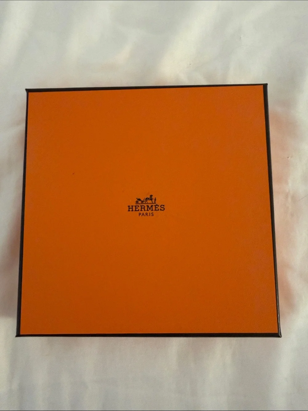 Hermes Vanity Set with Orange Presentation Box and Clear Glass Bottles